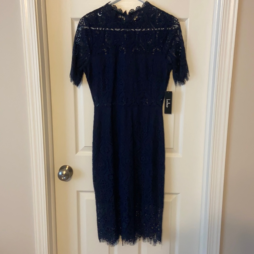 Lulus Remarkable Navy Blue Lace Dress